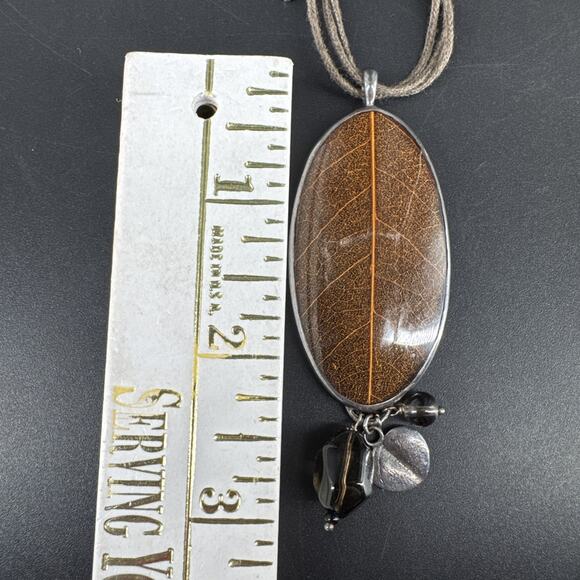 SILPADA Sterling Silver Soursop Leaf Pendant Waxed Cotton Cord Necklace N2100 - Picture 12 of 16